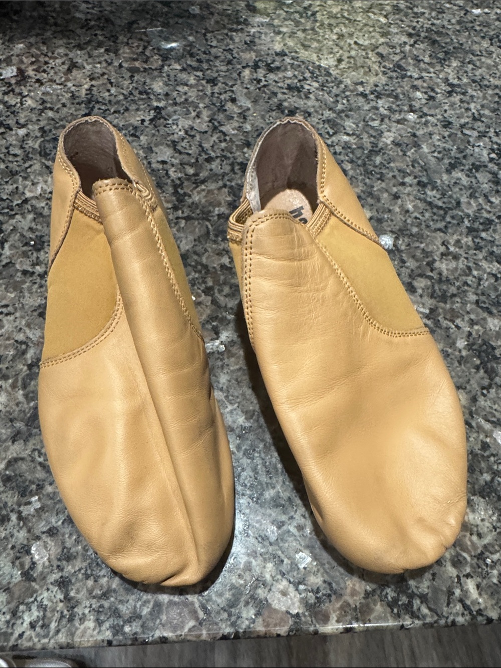 balera Tan Leather Slip-On Dance Jazz shoe for Kids